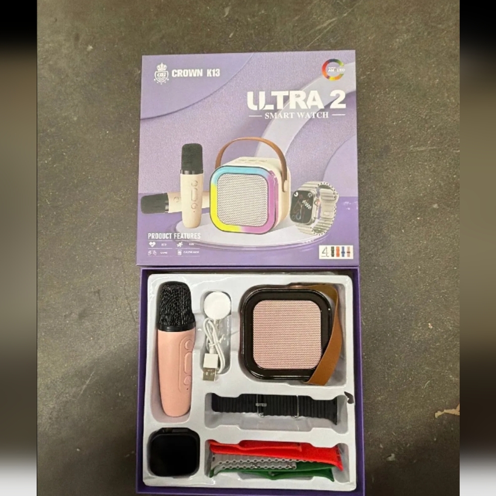 Crown K13 Ultra 2 Smart Watch & Mini Karaoke Bundle